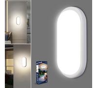 Letlit Lampe Detecteur de Mouvement Interieur, 18W 1800LM Plafonnier LED Ovale, 4000K Applique Murale Intérieure, IP54 Plafonnier Salle de Bain, Lampe Exterieur pour Garage Couloir Cave Balcon, 1 Pack