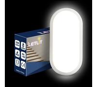 Letlit Plafonnier LED Ovale, 12W 1200LM Applique Murale Intérieure, IP54 Plafonnier Salle de Bain, 4000K Luminaires Intérieur, Lampe Exterieur Eclairage LED pour Garage Couloir Cave Balcon