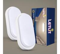 Letlit Plafonnier LED Ovale 2 Pack, 12W 1200LM Applique Murale Intérieure, IP54 Plafonnier Salle de Bain, 4000K Luminaires Intérieur, Lampe Exterieur Eclairage LED pour Garage Couloir Cave