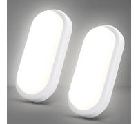 Letlit Plafonnier LED Ovale 2 Pack, 18W 1500LM Applique Murale Intérieure, IP54 Plafonnier Salle de Bain, 4000K Luminaires Intérieur, LED Eclairage Lampe Exterieur pour Garage Couloir Cave Balcon