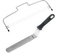 Letnerny-1 Div Ur De Base Pour Gâteaux Avec 2 Fils De Coupe Dentelés + 1 Palette À Angles, 39.5 Cm, Acier Inoxydable, Longueur 32 Cm, Simplex Duo, Argent/Noir, 716022e9