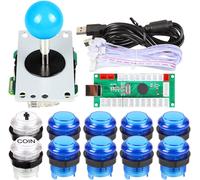 LETNERNY-1 Lecteur D'Arcade Usb Codeur Pour Pc Jeux Blue Stick Controller + 10 Boutons Lumineux Led Pour Arcade Joystick Kit Bricolage Pièces Mame Raspberry Pi