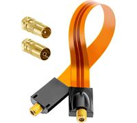 Letnerny-1 Passe-Fenêtre Satellite Ultra Plat Flexible Ultra Fin Doré Hq Portes Fenêtres + Adaptateur Set Fiche F Vers Fiche D'antenne Iec (Mâle) Et Pr D'antenne Iec (Femelle) ¿ Plaqué Or