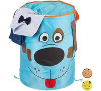 LETNERNY-10028897_242 Corbeille À Linge Pop-Up Pour Enfants, Pliable, 39 L De Rangement, Hxd 43 X 34 Cm, Chien, Couleur Bleue, Polyester, Acier, 43 X 34 X 34 Cm