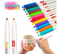 Letnerny-12 Couleurs Marqueur Peinture Acrylique Pour Porcelaine, Passe Au Lave-Vaisselle, Stylos En Céramique Pour Peindre Et Décorer Pour Les Enfants À Partir De 3 Ans