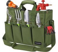 LETNERNY-14 Pouces Sacs Porte-Outils En Polyester 900D, Sac De Rangement Fourre-Tout De Jardin Avec Bandoulière Réglable Et Poignée, Sac D'Organisateur D'Outil De Jardin Avec Poches, Vert Foncé