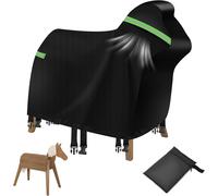 Letnerny-160 X 110 X 70 Cm - Housse Pour Cheval En Bois D'ext¿¿Rieur - 420d - Imperm¿¿Able - Noir - Bache De Protection Universelle Avec Bandes R¿¿Fl¿¿Chissantes, Cordon De Serrage, Boucle