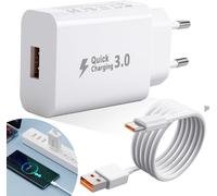 Letnerny-18w Supercharge Chargeur Rapide Pour Samsung Galaxy A14 A15 A16 5g S10 S9 A32 A21s A53 S23 S22, Qc3.0 Adaptateur Pr Secteur Avec Câble Usb C 2m Compatible Avec Xiaomi Iphone 15 16 Pro
