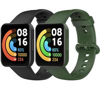Letnerny-2 Pack Bracelets Compatible Avec Watch 2 Lite/Xiaomi Poco Watch, Bracelet De Montre De Remplacement Réglable En Silicone Souple, Noir/Vert Foncé