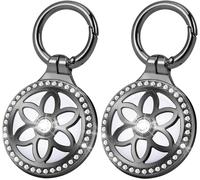 LETNERNY-2 Pack Porte-Clés Airtag Étui Métallique De Protection Anti-Chute Et Anti-Rayures Pour Chien, Chat, Enfant, Porte - Noir