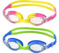 Letnerny-2 Pcs Lunette Piscine Enfant, Lunettes Anti-Buée Avec Vision Claire, Protection Uv, Réglage Rapide, Joint En Silicone, Petite Monture Lunette Piscine Adaptées Aux Garçons Et Filles De 6 À 14