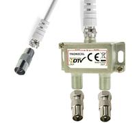 LETNERNY-2 Voies Intérieur Tv Antenne Splitter Répartiteur D'Antenne Iec Avec Câble Et Adaptateurs Coaxiaux Pour Tnt Sat Télévision Par Dvb-T2 Dvb-C Dvb-S Unicable Large Bande 1 Entrée 2 Sortie