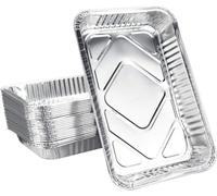 LETNERNY-25 Pcs Barquette En Aluminium Au Four 31.6X21.2X4.2Cm Plateau De Cuisson Jetable Grand Format Bac Recuperateur De Graisse Pour Barbecue Grillade Congélation Service Alimentaire Pique-Nique