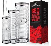 LETNERNY-3 Pcs Panier De Grillade - Panier De Cuisson Pour Grill Acier Inoxydable - Bbq Grill Pour Camping - Pour Grill Extérieur Charbon De Bois, Support Grill Pour Frites, Poisson, Crevettes¿Légume