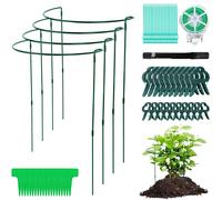 LETNERNY-4 Pcs Demi-Rond Supports De Plantes Réglables 60 Cm Métal, Tuteurs Pour Plantes Demi Cercle, Grand Plant Holder Fleurs Support Tuteur Plante Interieur Exterieur+20 Pcs Clips Jardin Tomate, R