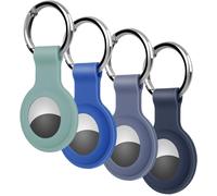 LETNERNY-4 Pièces Étui Protection Compatible Avec Airtag, Airtag Housse Coque Keyring Tracker Pour Votre Clé De Voiture, Votre Sac, Chien Laisse Et Plus Encore, Blue Cloud Grey Dark Blue Gray Blue