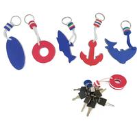 Letnerny-5 Pièces Porte-Clés Flottant Eva Forme Dauphin Requins Bouées Navires Ancre Mousse Porte-Clés Flottante Accessoire De Sports Nautiques Flottant Porte-Clés Pour Kayak Canoë Voile Pêche