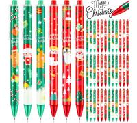 Letnerny-60 Pièces Stylos À Encre Gel De Noël, 6 Styles Stylo À Bille Rétractable 15cm Bonhomme De Neige Renne Père Noël Pingouin Stylos À Bille De Noël Pour Noël Bas De Noël Remplis S Fête Cadeaux