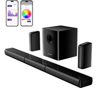 LETNERNY-7.1Ch Virtuelle Barre De Son Tv, Barre De Son Avec 2 Haut-Parleurs Surround, Système De Son Surround Pour Tv Avec Rgb, 6.5"" Subwoofer, Puissance De Crête 410W, App, Hdmi, Apollo S70 Ultra
