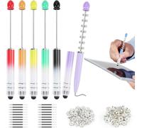 Letnerny-7 Pièces Stylos Perlés En Plastique, Diy Stylo À Bille, Stylet Tactile Double U , Stylo À Bille Personnalisé Avec Mines & Perles Intermédiaires, Stylos À Perles Pour Écoles,Bureaux,Enfant