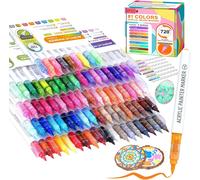 Letnerny-81 Couleurs Feutres Acrylique,1-6mm Marqueur Peinture Acrylique Stylo Pointe Pinceau - Acrylic Paint Marker À Base D'eau Pour Pierres, Papier, Tissus,Bois, Cailloux,Verre Et Plastique