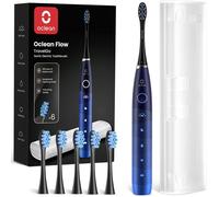 Letnerny-À Dents Électrique Travelgo Flowset, Autonomie De 180 Jours Avec 6 Ttes Et 5 Modes, À Dents Sonique, Minuterie & Rappel 30s, 1 Étui Voyage, Set Bleu