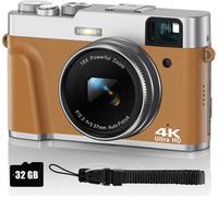 LETNERNY-Appareil Photo Numérique 4K 48Mp Avec V ur Optique, Appareil Photo Compact Autofocus Zoom 16X Avec Carte Sd De 32 Go Et 2 Batteries Facile À Util r Pour Débutant, Voyageurs, Adolescents(Marr