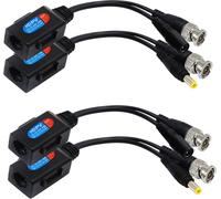 LETNERNY-Balun Hd Cat5 Rj45 Vers Bnc Vidéo Baluns Émetteur-Récepteur Passif Avec Connecteur D'Alimentation Pour 720P 1080P 3Mp 4Mp 5Mp Hd-Cvi/Tvi/Ahd/Cvbs/960H (2 Paires)