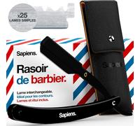 Letnerny-Barbershop Rasoir Barbe Homme - Rasoir Coupe Choux Barbe + 25 Demi-Lames De Rasoir R + Pochette De Transport - Rasoir De R À Lame Interchangeable - Straight Razor