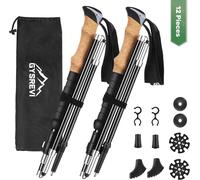 Letnerny-Bâton De Marche Pliable, Bâtons De Randonnée Avec Poignée En Liège, Pour Randonnée, Camping, Ski, Réglables 108-135cm, 2 Pcs