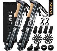 Letnerny-Bâtons De Randonnée, 2 Pcs Bâton De Marche Télescopique Retractable,Pliable Antidérapant Ultraléger Bâtons De Marche Avec 5 Paires De Tampons En Caoutchouc Pour Le Conditionnement Du Trekkin