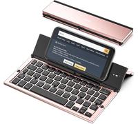 LETNERNY-Booxi Geyes Mini Clavier Bluetooth Pliable Sans Fil Portable Rechargeable Par Usb Mini Clavier Sans Fil Tri-Fold Pour Ios, Android, Windows, Tablette, Pc, Ordinateur Portable, Smartphone (Or