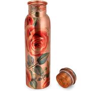 Letnerny-Bouteille D'eau En Cuivre Pur Imprimé Fleur Pour Bienfaits Ayurvédiques Sans Joint Anti-Fuite (Cuivre, 900 Ml)