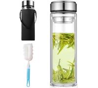 Letnerny-Bouteille En Verre De 1 Litre, Gourde À Double Paroi En Verre De 1 L, Gourde De 1 L Avec Et Ensembles De Tasses, Bouteille À Thé Avec Passoire À Emporter, Gourde En Verre De 1 L