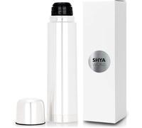 Letnerny-Bouteille Isotherme En Acier Inoxydable Et Métal Avec Poussoir Doseur Pour Liquides Conserve Les Liquides Froids Et Chauds 0,5 L ¿ 500 Ml (Blanc 500 Ml 1 Unité)