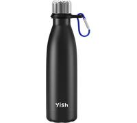 Letnerny-Bouteille Isotherme Gourde Thermos Gourde Isotherme,Thermos Acier Inoxydable 500ml,Sans Bpa,Avec Mousquetons,10h Froid/Chaud,Pour Sport,Gym,Cyclisme,Randonnée,Voyage,Bureau,École,Noir