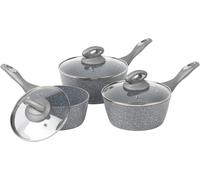 Letnerny-Bw02986g Marblestone Lot De 3 Pièces Casseroles - 16/18/20cm Casseroles Et Couvercles, Batterie De Cuisine À Induction, Aluminium Forgé Antiadhésifs, Cuire Avec Peu À Pas D'huile, Sans Pfoa