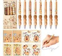 Letnerny-Capybara Capybara Lot De 8 Stylos Gel Effaçables Avec 8 Livres, Capybar, Cahiers, Capybar, Stylo À Bille Effaçable, Stylos À Encre Gel Effaçables, Idées Cadeaux Et Fêtes