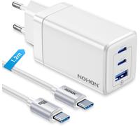 LETNERNY-Chargeur Usb-C Rapide Pr 65W Gan 3 Ports Ultra Charger Pd3.0 Avec 140W Usb C Rapide Cable 1.2M Compatible Avec Macbook Pro Air Airpods Iphone 16 15 14 13 12 Min Pro Samsung S(Blanc)