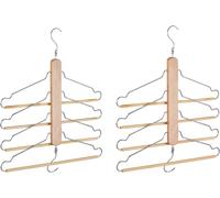 LETNERNY-Cintre Multiples Set De 2 Cintre Multifonctions Avec 4 Cintres Chem s Crochet Métal Bois De Lotus, Nature