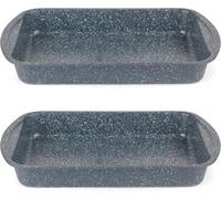 Letnerny-Combo-5446 Plat À Rôtir Nightfall Stone, 38 Cm, Marbre Bleu, Lot De 2