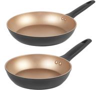 Letnerny-Combo-7950 Poêle À Frire Antiadhésive 20 Et 28 Cm De La Collection Opulence, Compatible Induction, Passe Au Lave-Vaisselle, Sans Pfoa, Noire Et Dorée, Gold