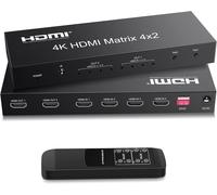 LETNERNY-Commutateur Matrix Hdmi 4 X 2, Commutateur Vidéo Hdmi + Sortie Optique Et L/R, Pr En Charge Ultra Hd 4K X 2K, 3D 1080P, Extracteur Audio Edid Adaptateur D'Alimentation