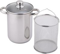 Letnerny-Cu Ur À Asperges En Acier Inoxydable - Couvercle Verre, Poignées Inox - Tous Feux Dont Induction - Triple Fond Diffuseur - Ø16cm, 25 X 17 X 23 Cm, Argenté