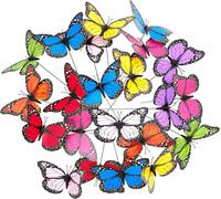 LETNERNY-Décoration De Jardin Papillon, Lot De 36, Jardinière, Piquets Pour Plantes, Déco Extérieur, Métal, Pvc, Coloré