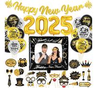 LETNERNY-Decoration Nouvel An 2025, Guirlande Happy New Year Ballon Nouvel An 2025 Ballon Bonne Année Ballon Cadre Photo Nouvel An 2025 Accessoires Photobooth Nouvel An 2025 Pour Nouvelle Année 2025