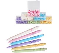 Letnerny-Diy Creative Lettre Pen Set Avec Chiffres Anglais Macaron 6 Couleurs Mignon Stylos Kawaii Stylos Cool Stylos Drôles Stylo À Encre Gel Rétractable Stylo Bille 0.5mm Encre Noire