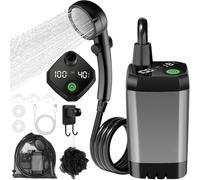 Letnerny-Douche Camping, Douche Portable, Pompe De Douche Électrique Rechargeable, Pommeau De Douche 6000mah,Avec Afficheur Intelligent, Kit Douche De Camping 4 Modes Pour Camping, Randonnée, Voyage