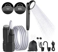 Letnerny-Douche De Camping Avec Pompe, Kit De Douche De Camping Mobile Avec Batterie Rechargeable De 4000 Mah Et Tuyau De 1,8 M, Écran Numérique, Douche Portable Pour Le Jardin, Le Camping, Le