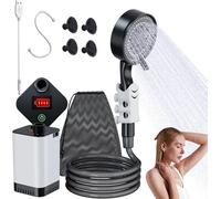 Letnerny-Douche De Camping Sans Fil Avec Pompe, 12 V, Kit De Douche De Camping Avec Batterie De 5200 Mah Et Design Fixe, Pommeau De Douche Extérieur Pour Voyage, Nettoyage Des Animaux Domestiques,